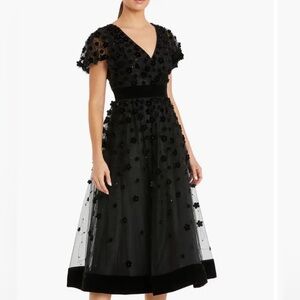 Mac Duggal Black Embellished Midi Dress size8